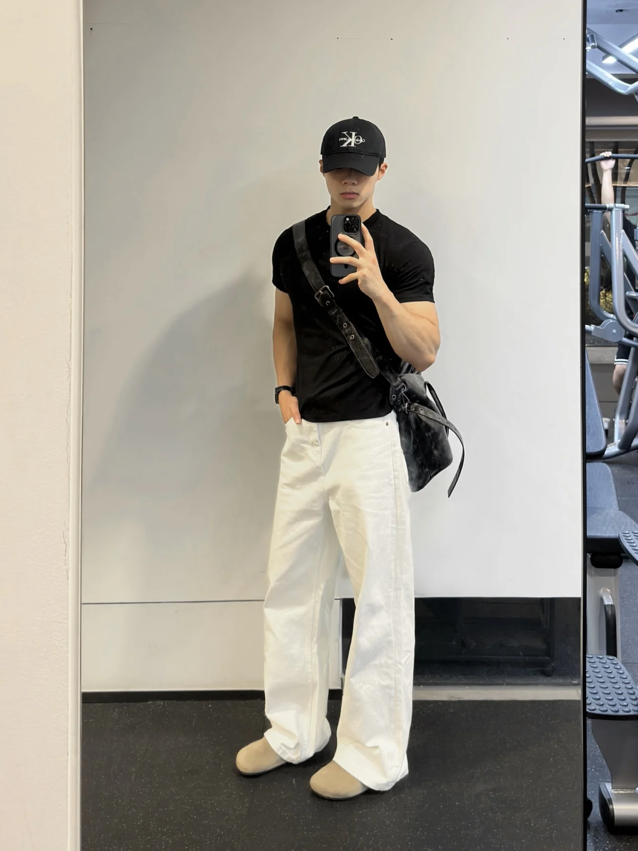 

American Sle Men's Casual Loose Straight Leg Jeans White Versatile Bend Knife Jeans Commuter Casual Wide Leg Pants