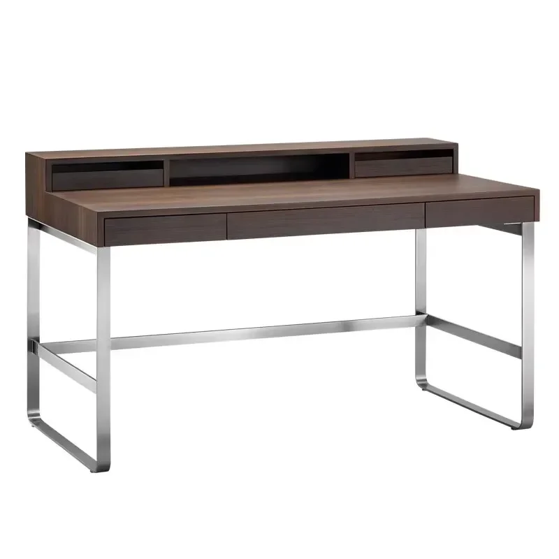 Writing Table Italian Minimalist Light Computer Desk with Integrated Bookshelf