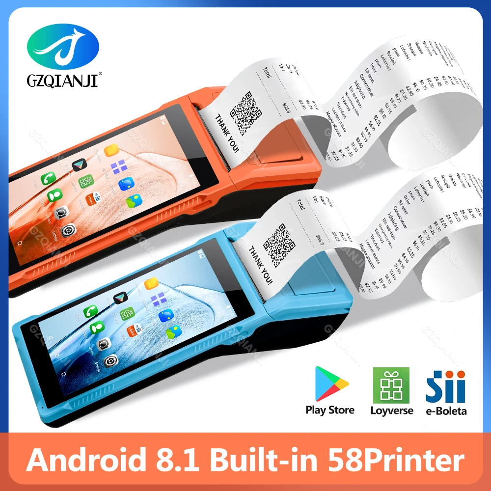 GZQIANJI Android 8 POS PDA Термопринтер с 58 мм Bluetooth-совместимой поддержкой Wi-Fi 3G для коммерческого использования Уни...