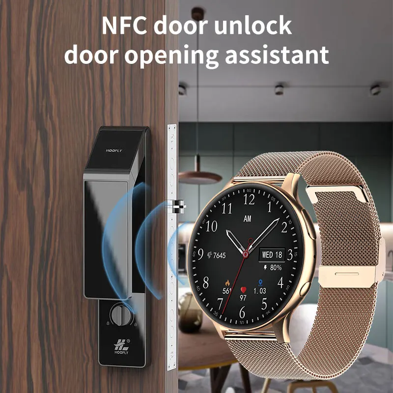 NFC Smart Watch For Women Bluetooth Call Smartwatch Music Playback Support Recording Waterproof Watches Sport Fitness Bracelet