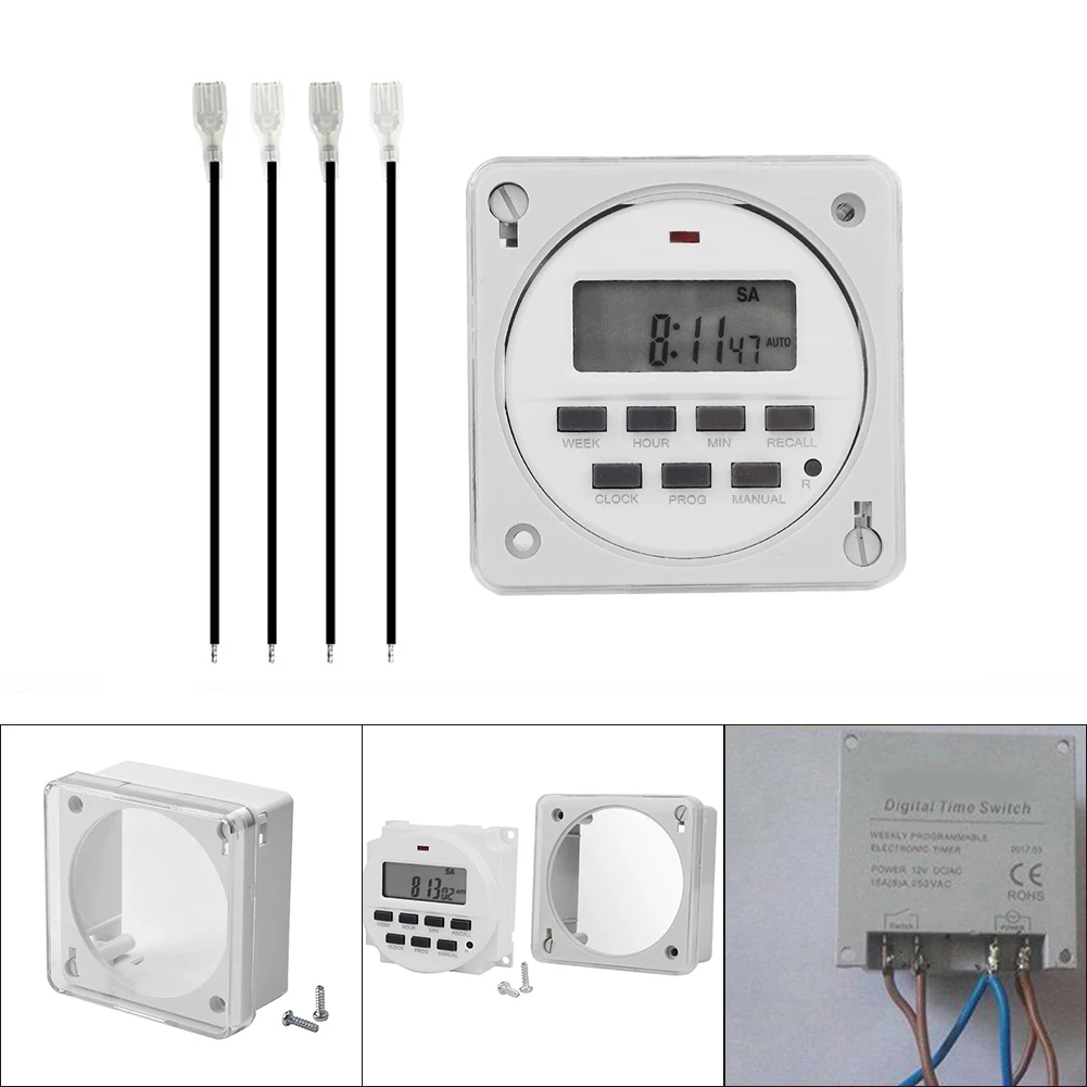 CN101A LCD Timer Switch for Street Lights and Billboards Programmable 16 On/Off Settings Rechargeable Battery Backup