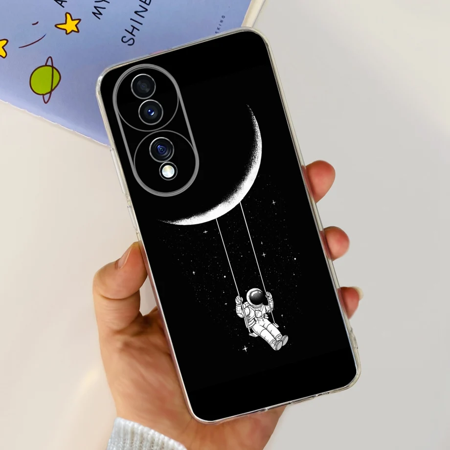 For Honor 70 5G Phone Case FNE-NX9 6.67 inch Transparent Soft TPU Silicone Bumper Shell On Huawei Honor70 Dinosaur Smiling Face
