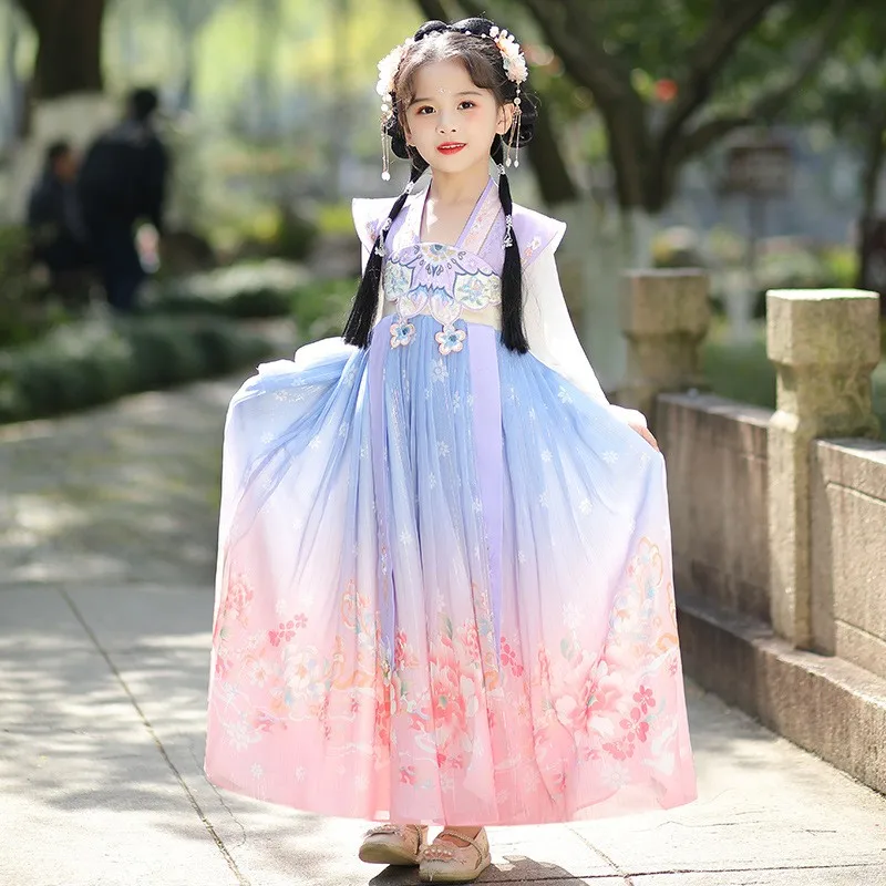 Chinese Traditionele Meisjes Borduren Hanfu Jurk Fee Outfit Voor Meisje Kinderen Chinese Stijl Tang Fotografie Cosplay 2024 Nieuw