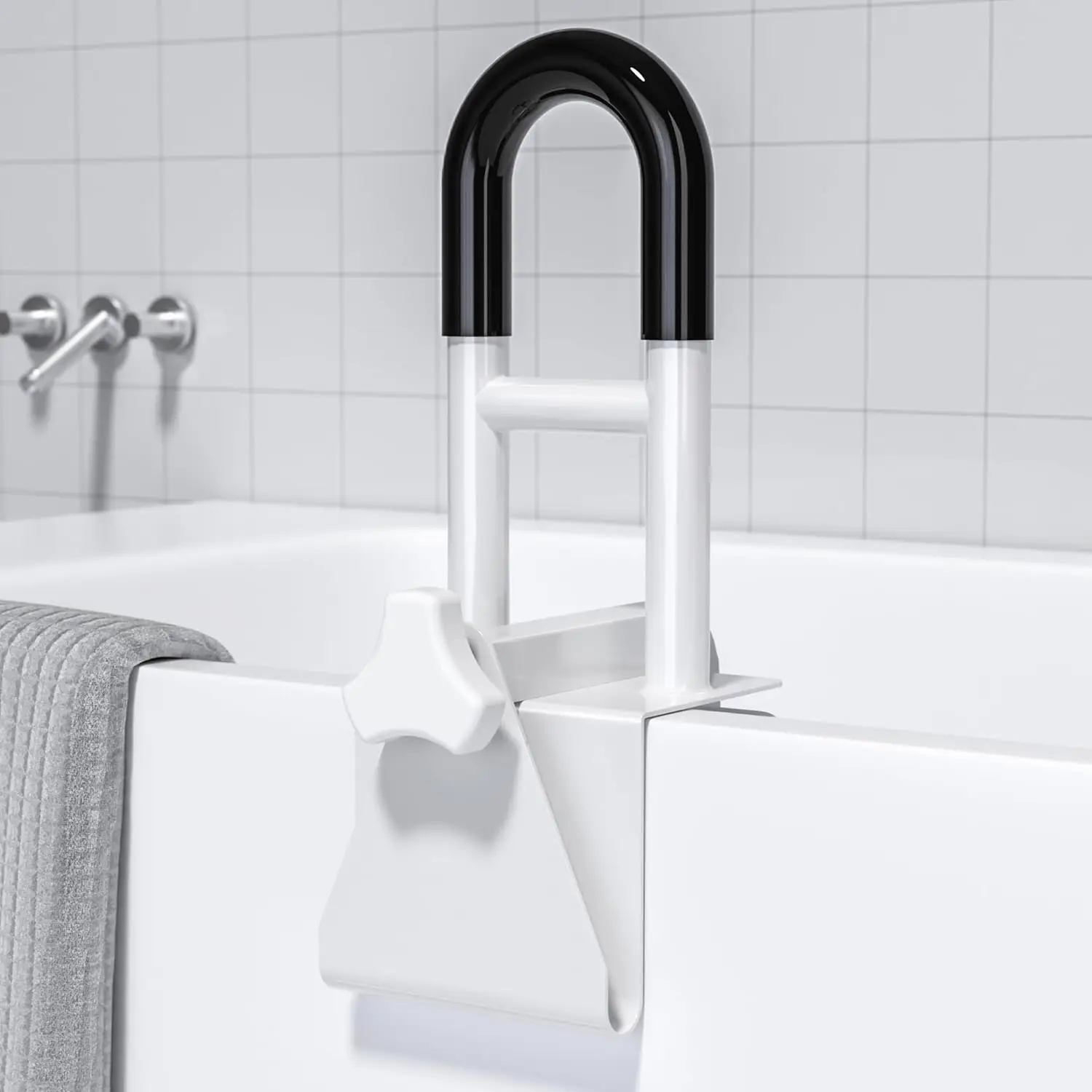 Bathtub Safety Rail: Shower Grab Bar Handle for Seniors, Elderly, and Disabled, Fits 3 to 7 Inch Tub Walls