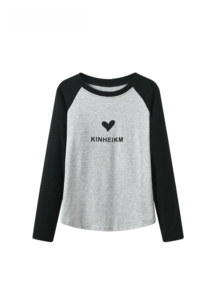 Cara CLUB talla grande larga Sve redonda Ne camiseta mujer principios de otoño nueva Sle Plump Sister Ele Anti-envejecimiento College Sle...