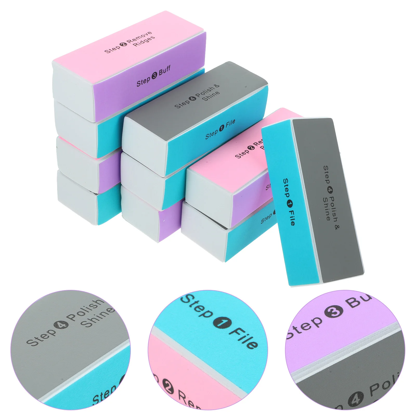 10pcs Nail Buffer File 4-Sided Artwork Block Walnut Sponge For Wood Diy Craft Nail Block Artwork Polishing Sponge Bodhi