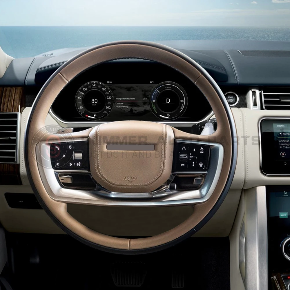 ملحقات السيارة الداخلية عجلة قيادة السيارة الجلدية لسيارة رينج روفر 13-17 ترقية إلى 2023 رينج روفر