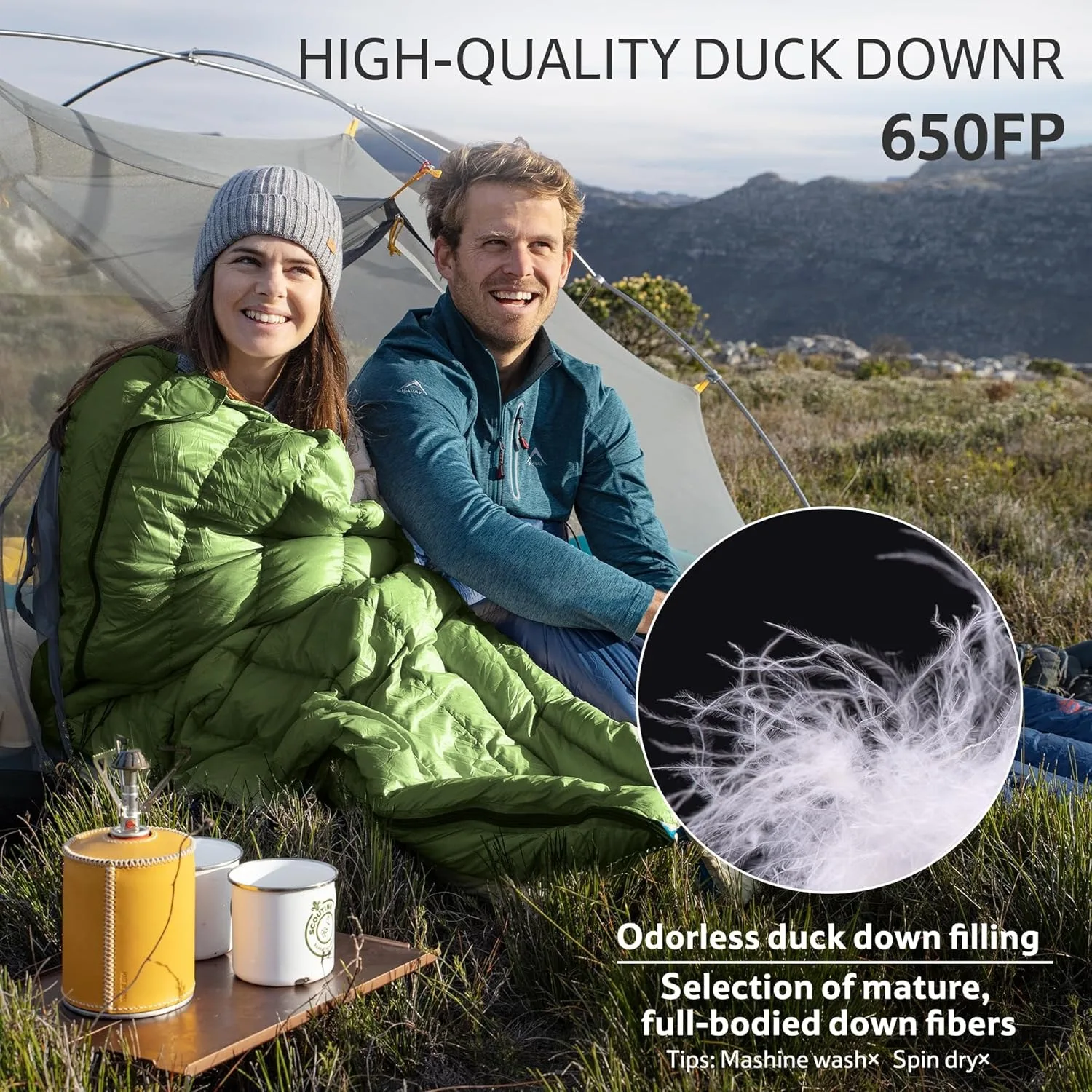 Naturehike Ultralight Backpacking Duck Down Sleeping Bag for Adults Warm Splicable Double Quilt 2 Person Sleeping Bags for Hiking Camping 3 Seasons 2