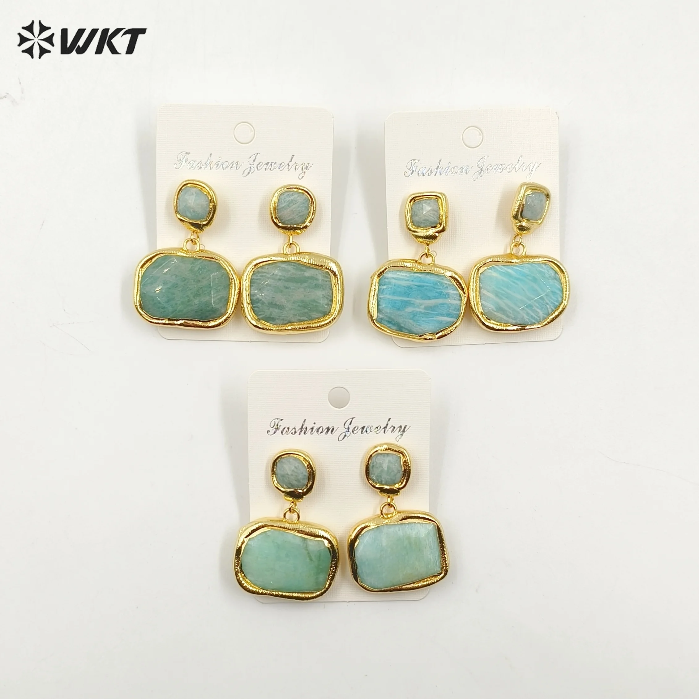 WKT-E753 WKT 2024 Retro Style Amazonite Stone NEW Sale Jewelry For Women Amazing Design Lady Gift Women Popular