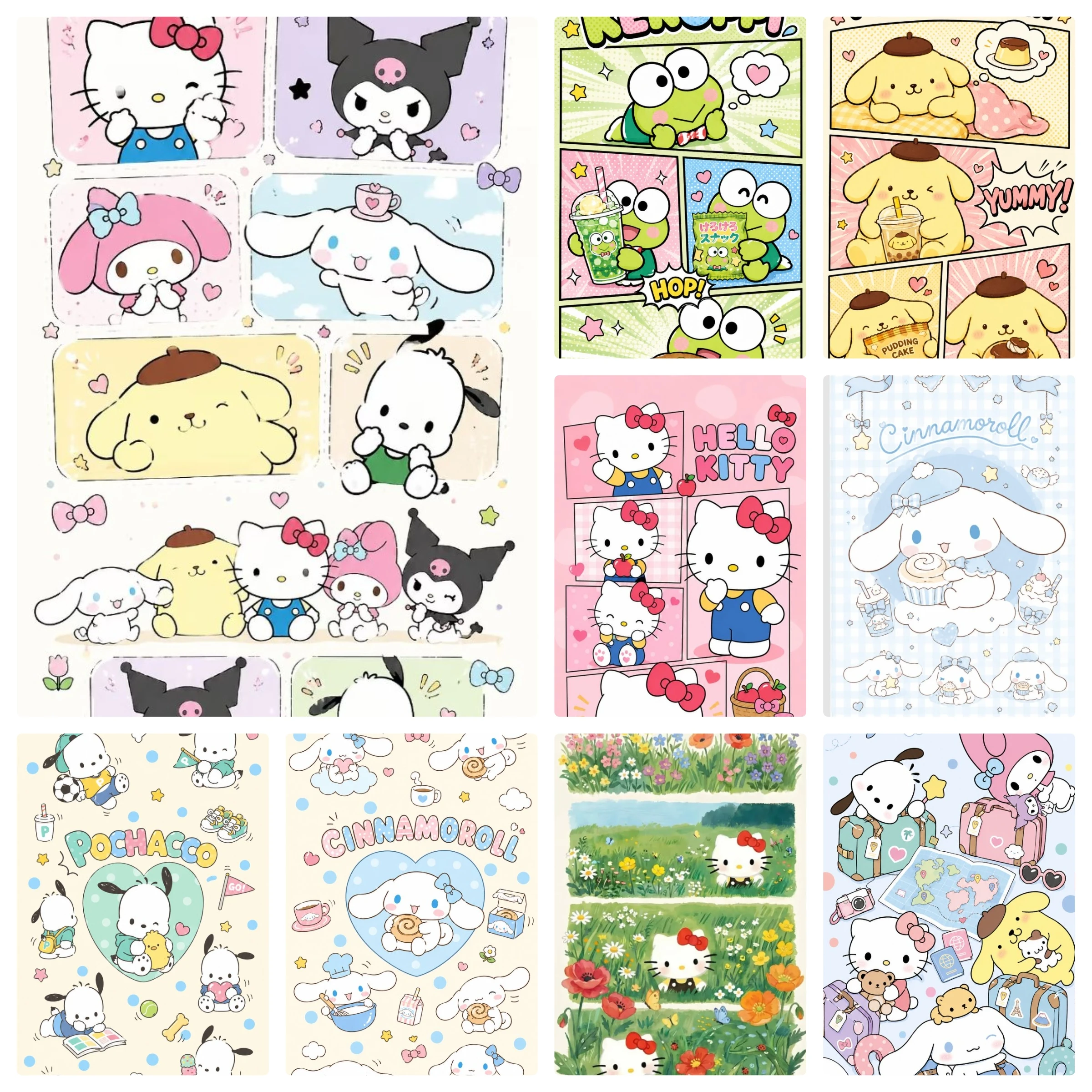5D DIY Diamant-Malerei-Set Sanrio Friends Hello Kitty Melody Kuromi Kunst Vollbohr-Strass-Mosaik Wanddekoration Geschenk für Zuhause