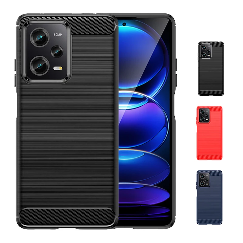 

For Xiaomi Redmi Note 12 Pro Case Cover Redmi Note 12 Pro Capas Carbon Fiber Soft TPU Cover For Redmi Note 12 Pro Plus Fundas