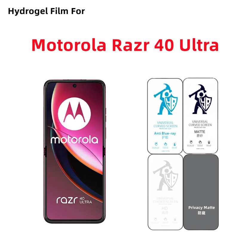 Filme mate hidrogel para Motorola Razr 40 Ultra HD, protetor de tela, privacidade, 2 peças