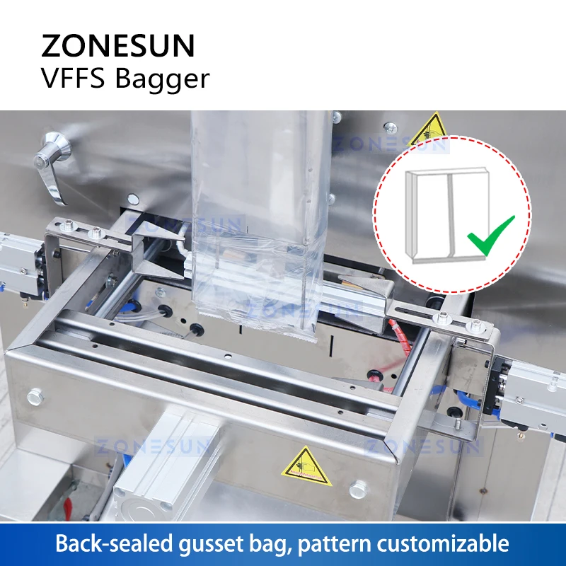 ZONESUN Automatic Vertical Form Fill Seal Machine Pouch Filling Machine VFFS Packaging Machine Gusset Bag Packing ZS-FS02