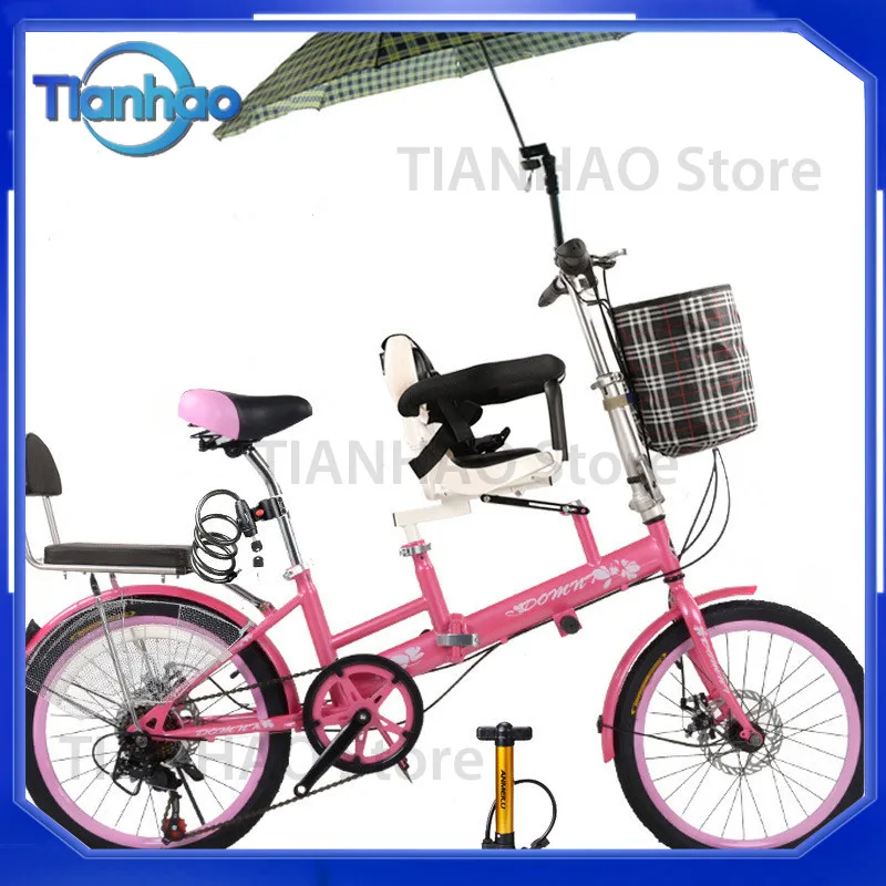 2025 New Design China Bicycle for 22 24 26 Inch High Carbon Steel Parent Child Bike with Three Seats
