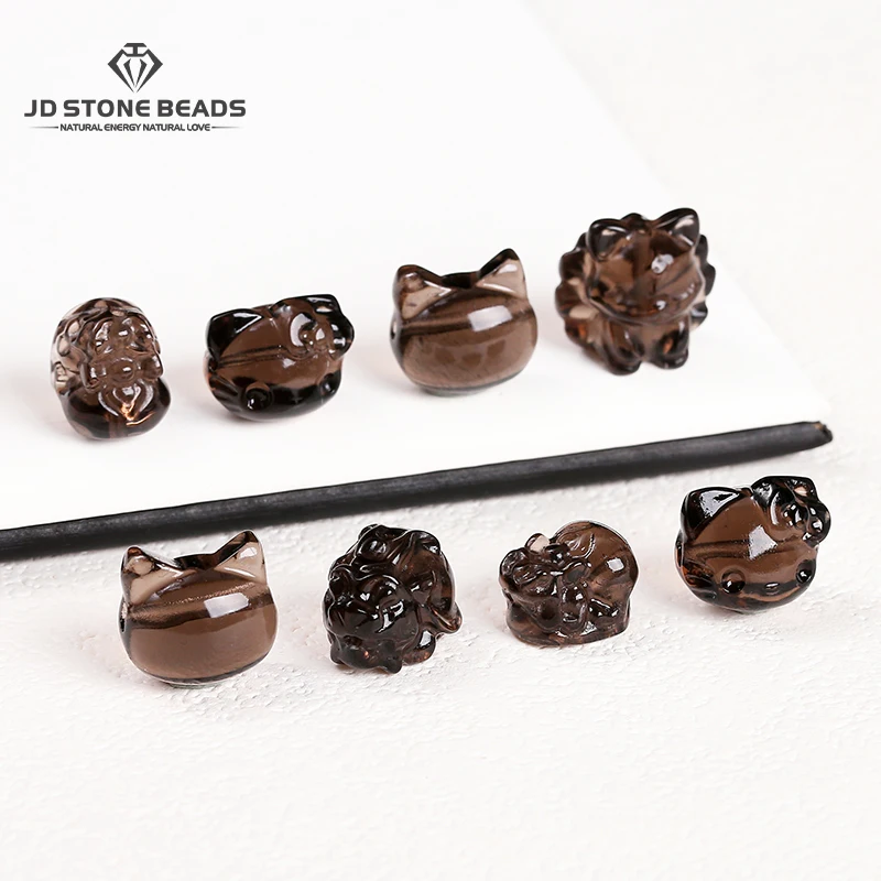 

1 Pc Natural Ice Obsidian Stone Carved Bead Cartoon Animal Pixiu Cat With Hole Pendant For Jewelry Making Diy Necklace Bracelet