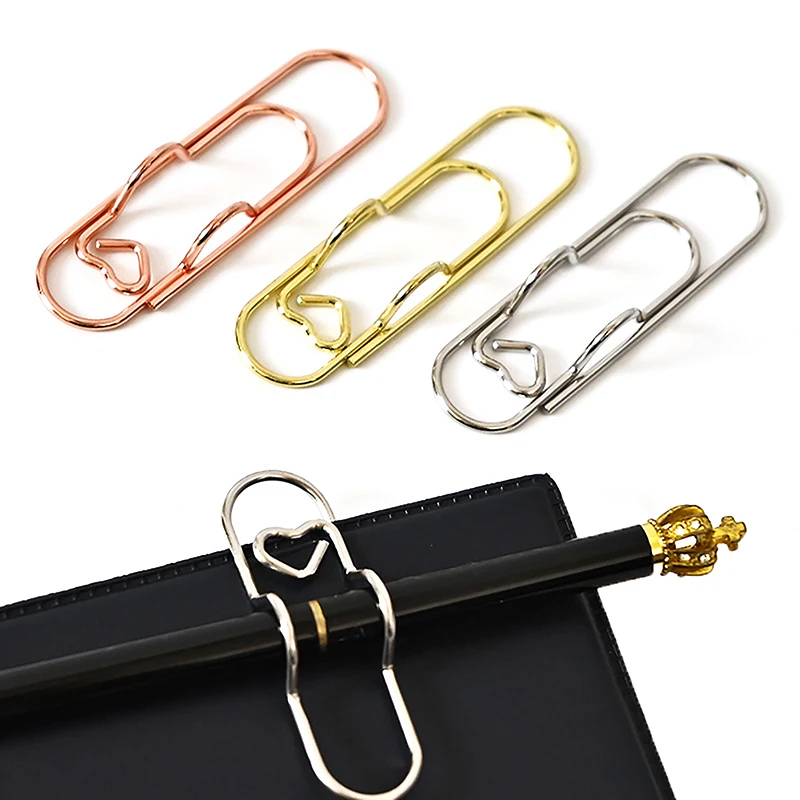 10Pcs Metal Pen Holder Clip Paper Clips Bookmarks Photo Memo Ticket Clip For Notebooks Paper Clips Office Stationery Tool
