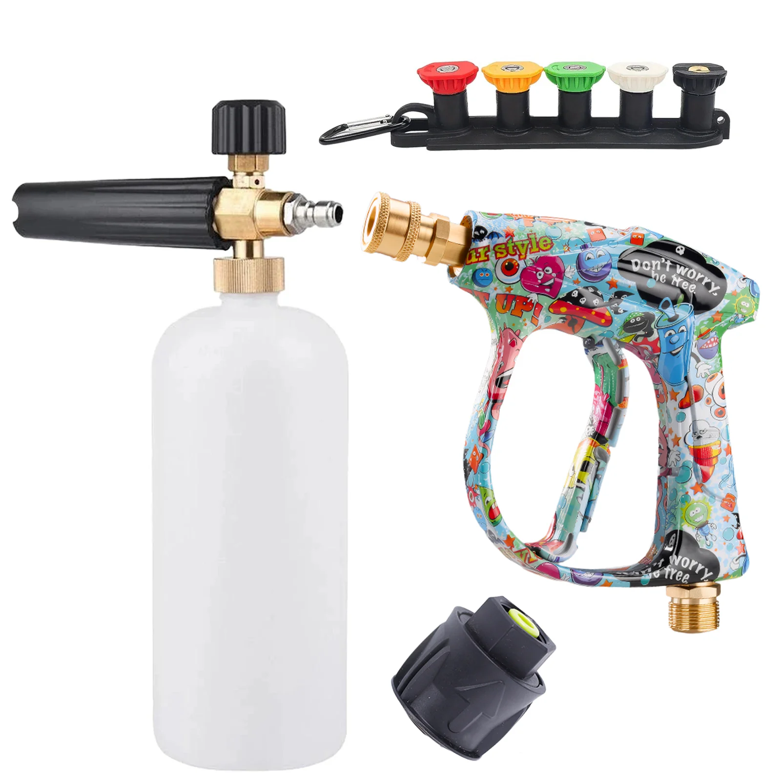 Car Wash High Pressure Spray Gun with Foam Lance 1L Bottle for Pressure Washer