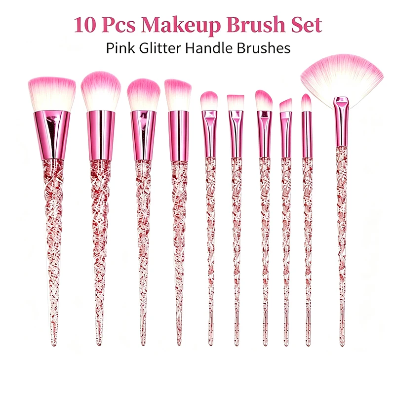 10pcs Makeup Brush Set , Eye Shadow Foundation BB Cream Concealer Women'S Cosmetics Brush Shadow Blush Powder Cake Mixed Beauty