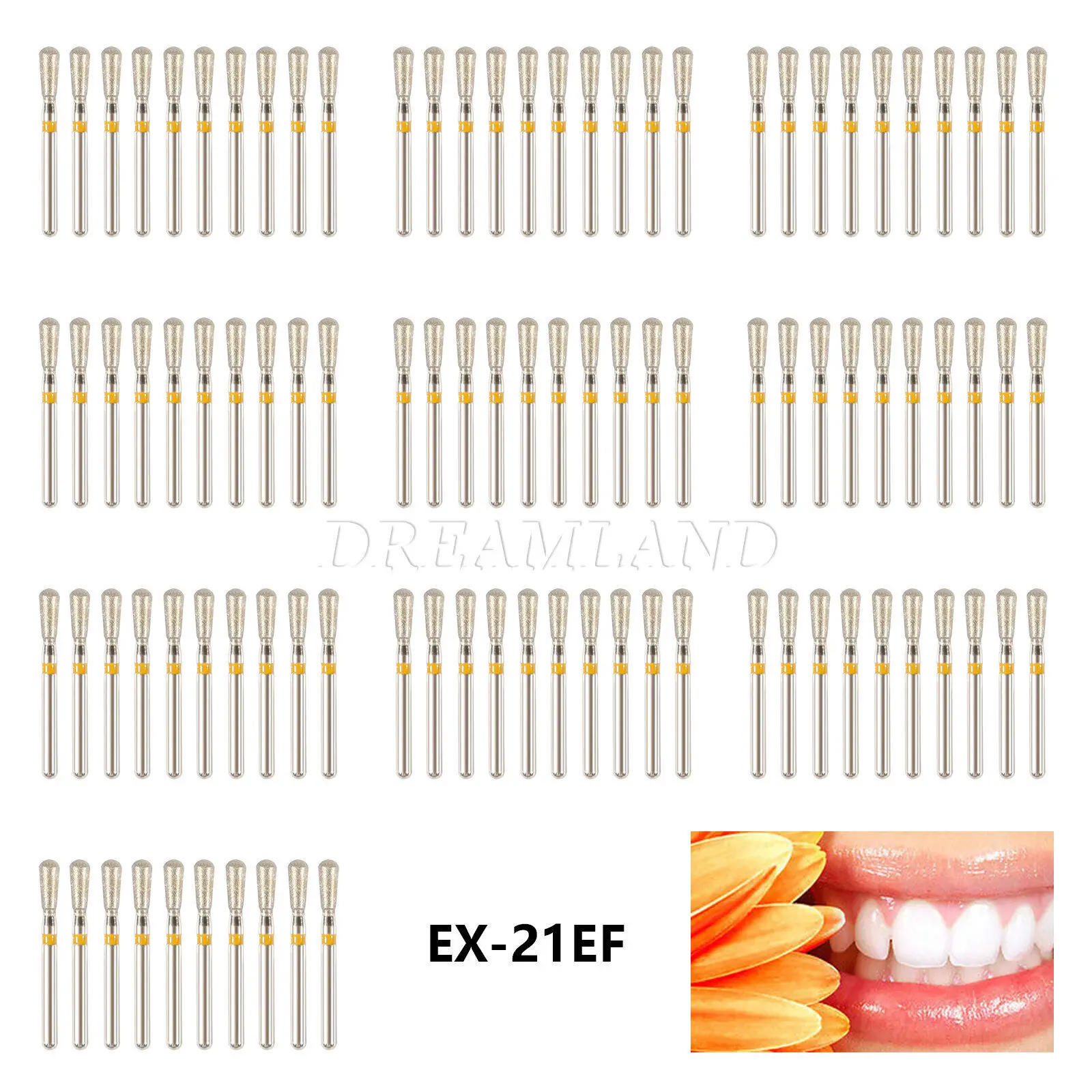 

100 шт./20 упаковок, зубные алмазные боры, подходит для высокоскоростного наконечника, фрикционная рукоятка 1,6 мм