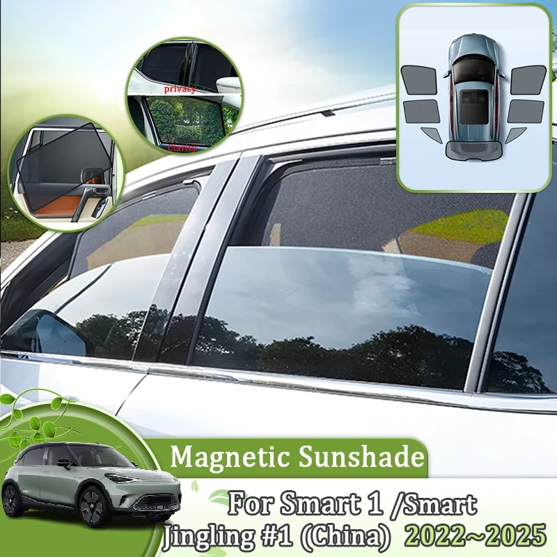 

Magnetic Mesh Sunshade For Smart 1 2022 2023 2024 2025 Anti-UV Car Coverage Sunshades Sunscreen Privacy Protection Accessories