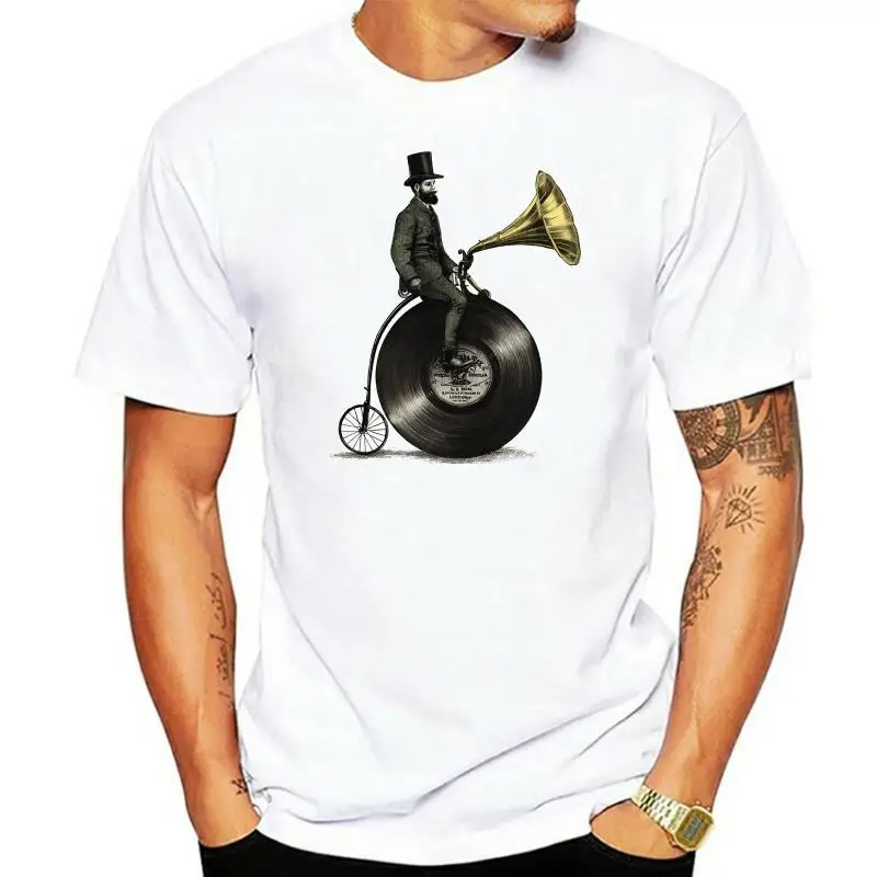 VINTAGE RECORD PLAYER T SHIRT GRAMOPHONE CYCLE VINYL DJ IBIZA