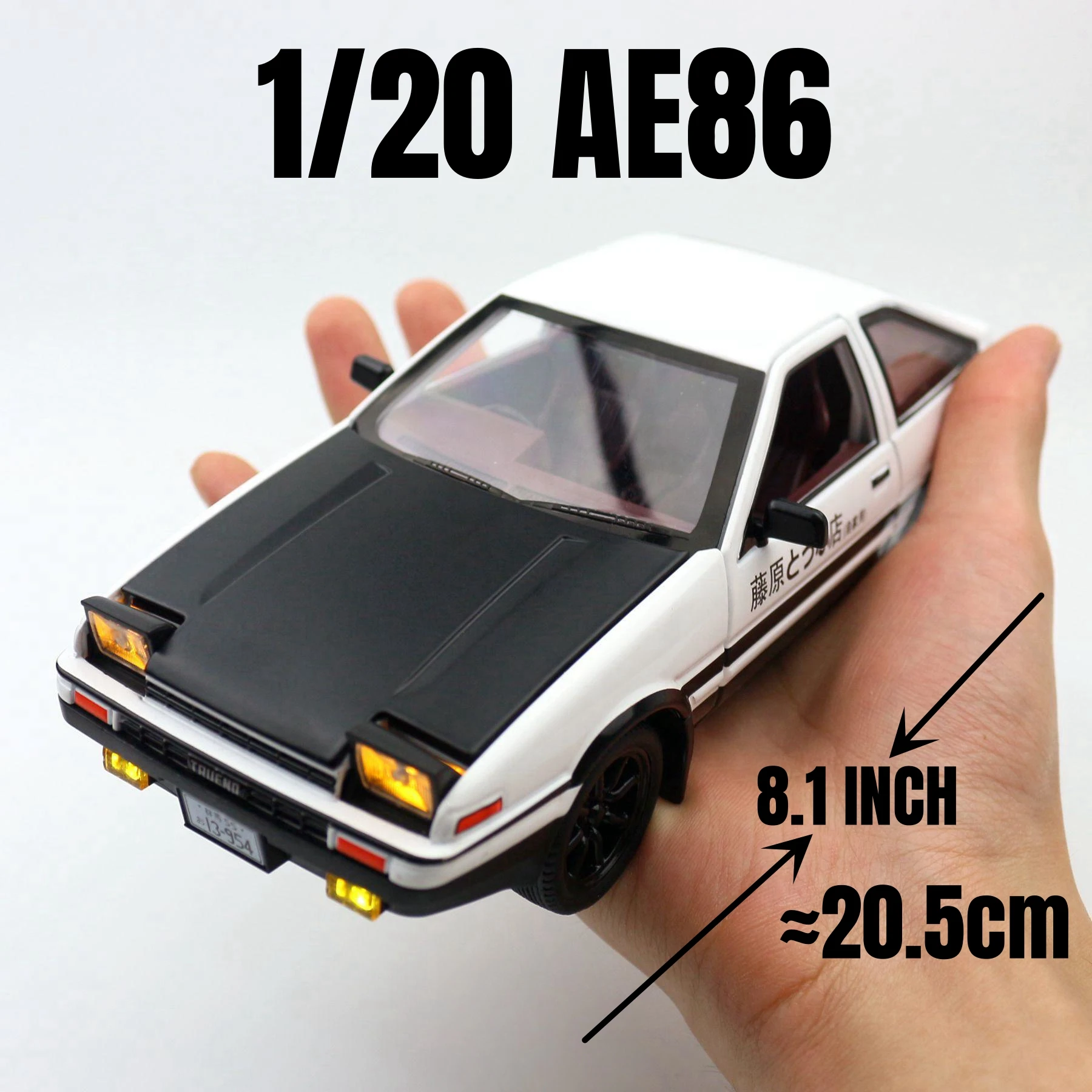 

1/20 Initial D Toyota AE86 Toy Car For Children Diecast Miniature Model Pull Back Sound & Light Collection Gift for Boys Kid