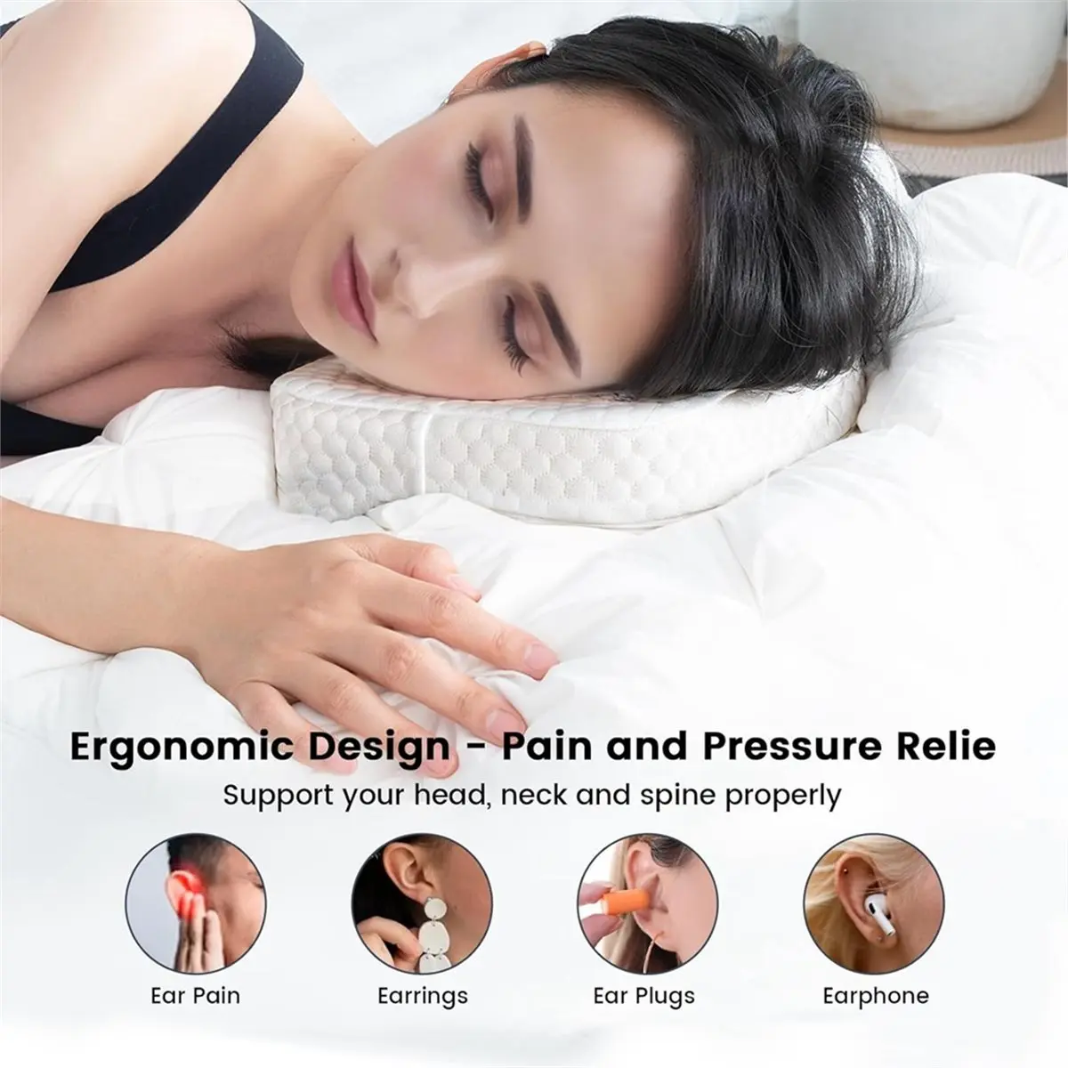 

Подушка для пирсинга ушей для боковых сна с отверстием для лечения боли в ушах CNH, облегчения боли в спине, охлаждения