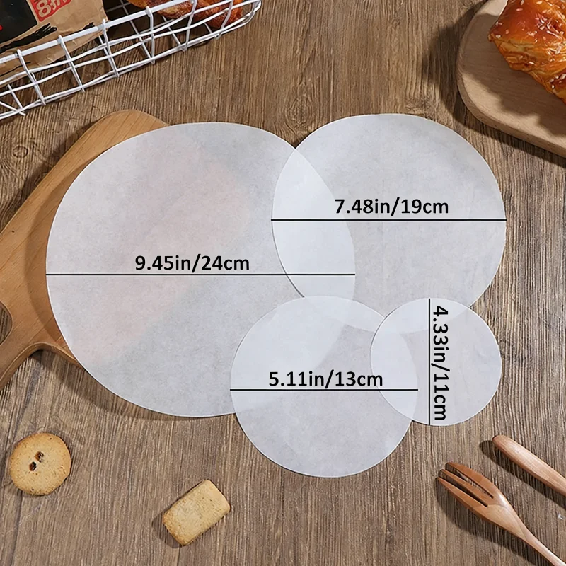 100pcs Round Baking Paper Wax Paper Sheets for Burger Press Non Stick Oil Proof Baking Paper Cake Baking Patty Separator Paper image 2