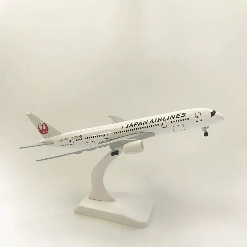 

Модель самолета B787 Japan Airways, детские игрушки, 20 см, металлический литой миниатюрный самолет с шасси, коллекция дисплеев