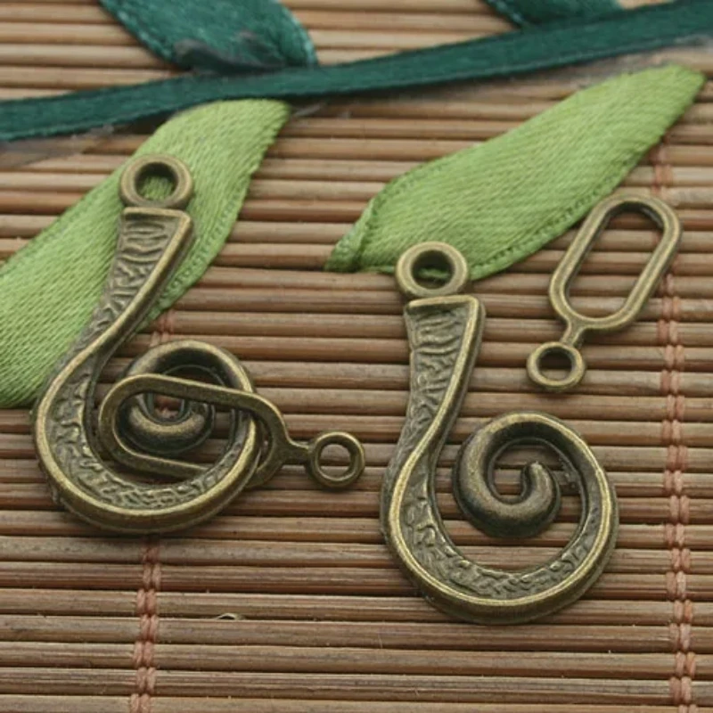 20sets 26x13.3mm Bronze /dark Gold /copper /tibetan Sivler Color Alloy Charm Swirl Toggle Clasps H3334