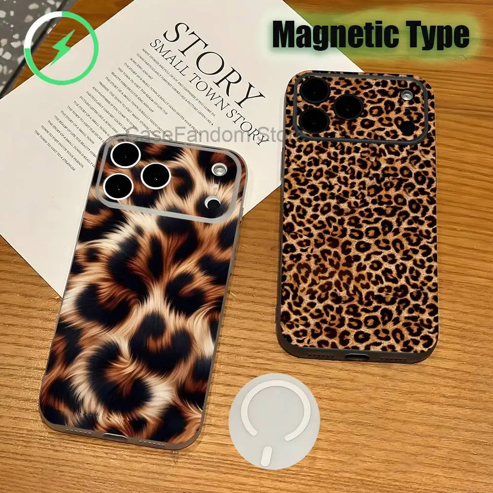 

Fashion Tiger Leopard Print Transparent White Phone Case For iPhone 17,16,15,14,13,12,11,Pro,Max,Plus Magnetic Wireless Charging