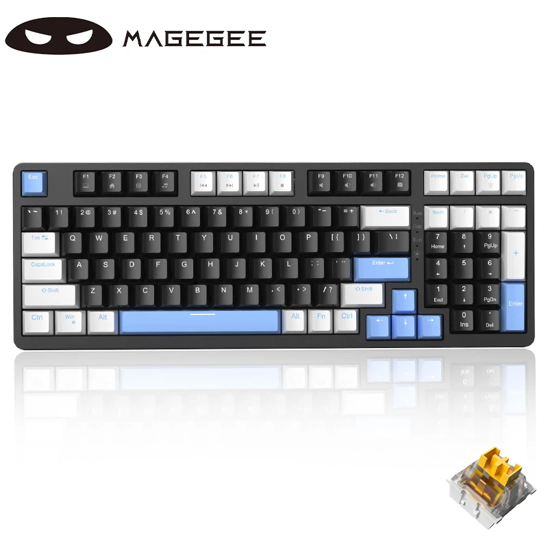 MageGee 98 key wired assembly keyboard, STAR98 gaming keyboard, Business office laptop keyboard, EVA padded cotton, with knobs