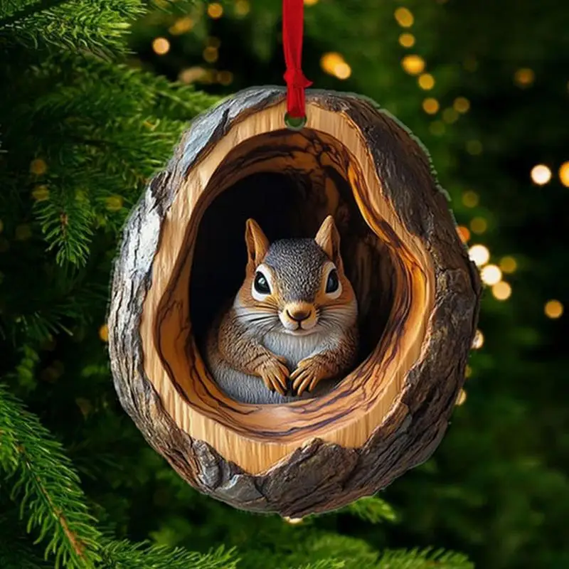 Ornements de Noël animaux mignons, pendentif acrylique, lapin lapin, oiseau, ornements quelque part