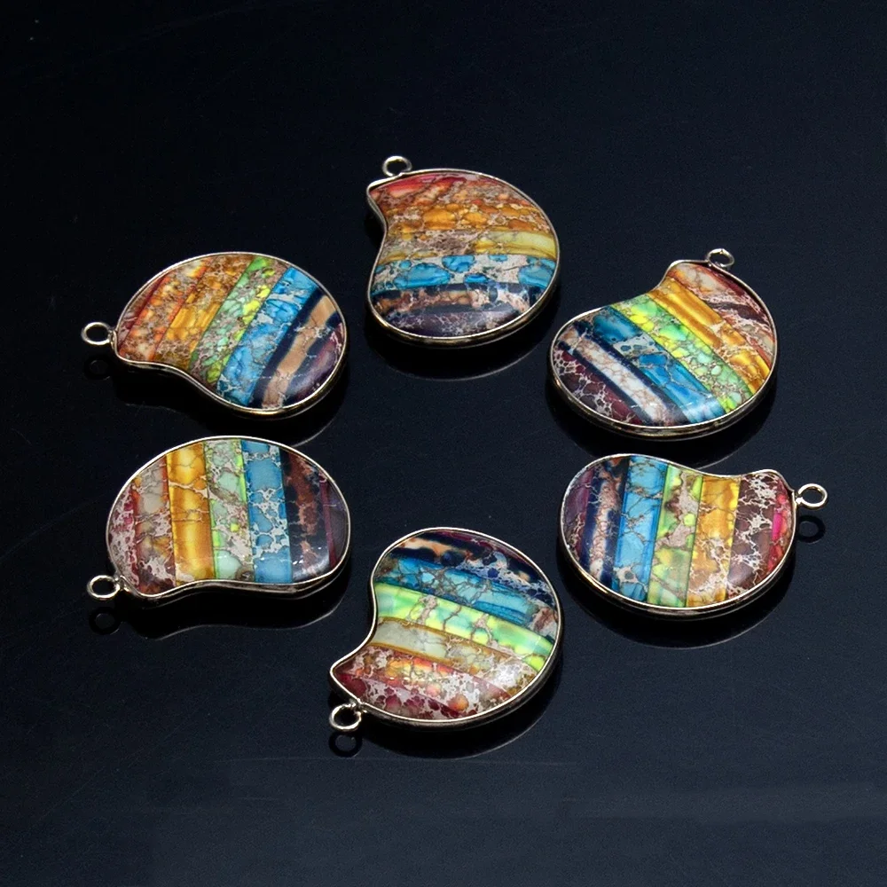 

1PC Hot Selling Natural Stone Pendant Seven Colors Imperial Stone Connector DIY Jewelry Accessories 20x35mm