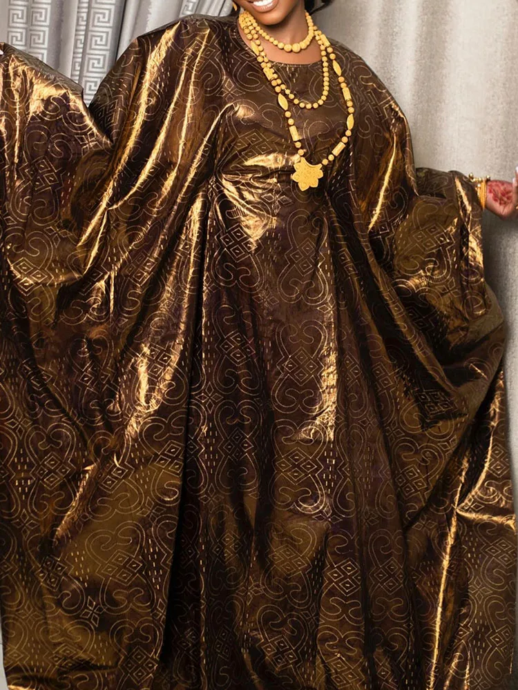 

Luxurious African Ankara Dashiki Boubou Dress - Breathable Cotton Brocade Long Gown for Ramadan & Special Occasions