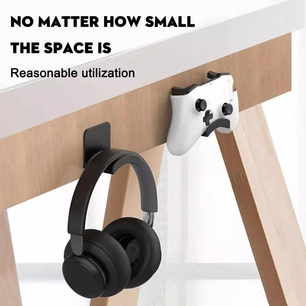 Headphone Bracket Storage Hook Universal Wall Mounted Headphone Stand Controller Holder  Under Desk Hook Headset Rack