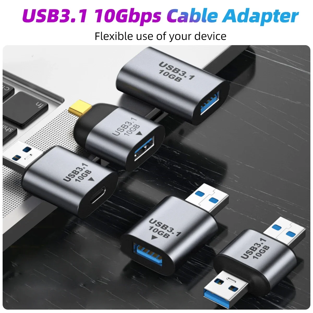 Metal USB C 3.1 Adapter OTG 10Gbps Fast Data Transfer Type-C 3A Charging Converter for Samsung Xiaomi for Macbook Pro Tablet