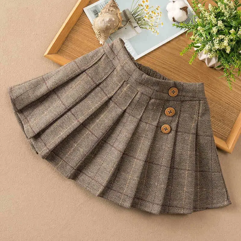 New fashionable spring pleated skirt and woolen girls' half body skirt stylish and versatile for medium and large children