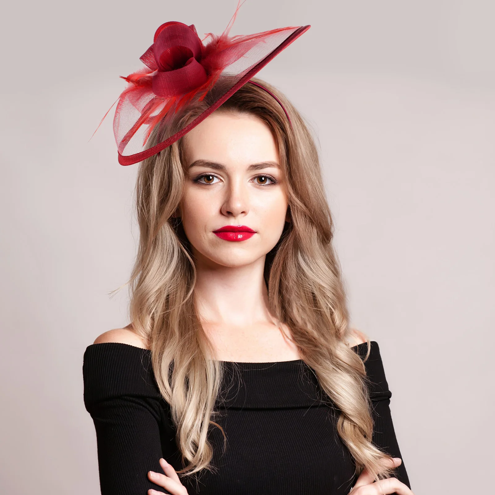 

Elegant Tea Party Hat Women Fascinators Fancy Headpiece Vintage Hat Fashion Accessory for Wedding Dress Party Outfit