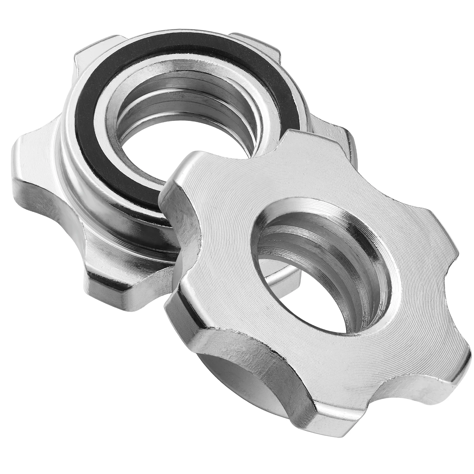 2PCS 25cm Casting Iron Hex Nuts Anti-slip -Lock Collar Screw for Barbell Dumbell Weight Lifting (Silver)