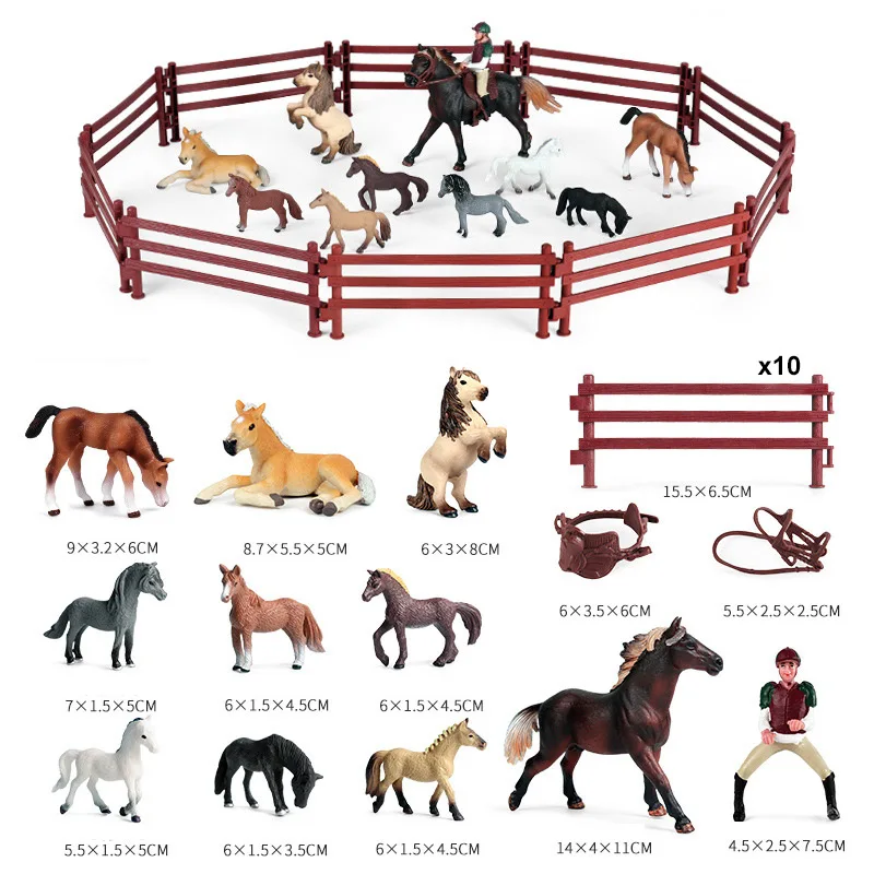 

Simulation Racecourse Horse Saddle Fence Set Action Figures Farm Enclosure Havlin Horseman Figurines Education PVC Toys Kid Gift