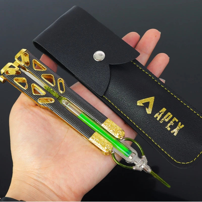 In Voorraad 21 cm APEX Hero Vlinder Mes Zwaard Wapen Non-Sharp Blade Game Peropheral met Lederen Case voor kinderen Verjaardagscadeautjes