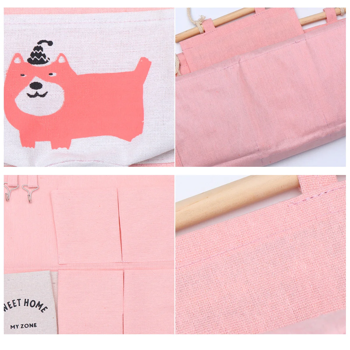 

2pcs Fabric Wall Mounted Storage Bag Multi Pocket Hanging Organizer Waterproof Linen Cotton Pouch Bedroom Bathroom Decoration//