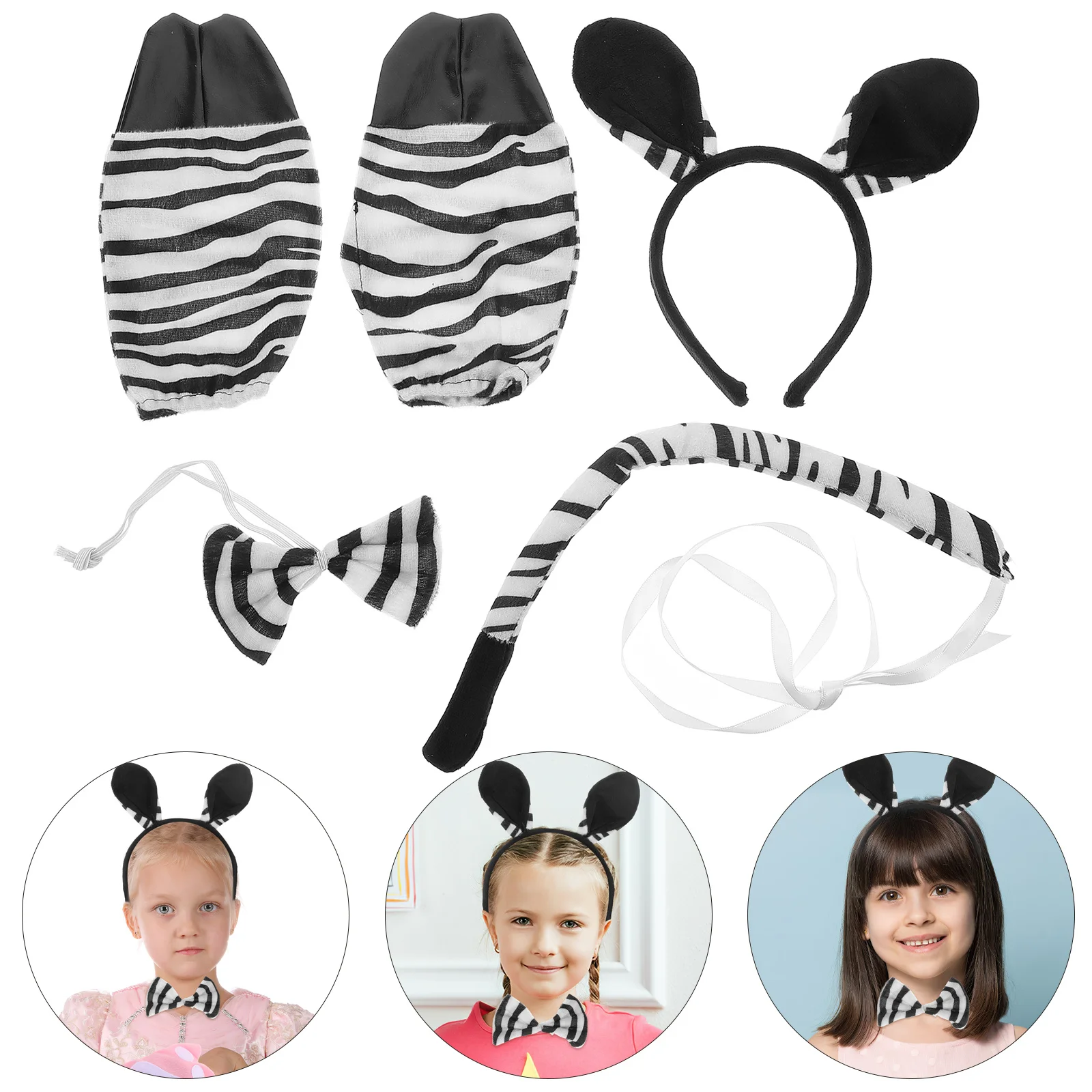 

1Set Animal Ear Headband Set Costume Party Dress Up Cosplay Accessory Tail Gloves Bowtie Animal Costume Party Headband