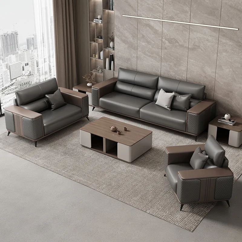 Bürosofa, Lederkunst VIP Empfang Business Lounge Area, Silber