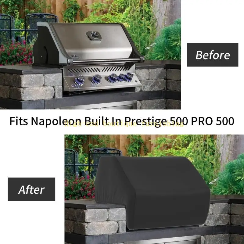 L9NB Black 32 in Barbecue Cover with 210D and Lower Wrap Section, PU-Coated Outer Layer for Outdoor Kitchen Cook Section Storage