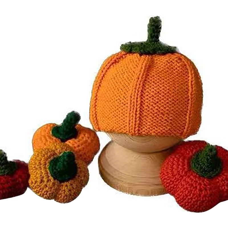 

Y1UB Newborn Photo Posing Props Crochet Pumpkin Set Photography Props Baby Photo Hat Photo Posing Gear Infant Photo Backdrop