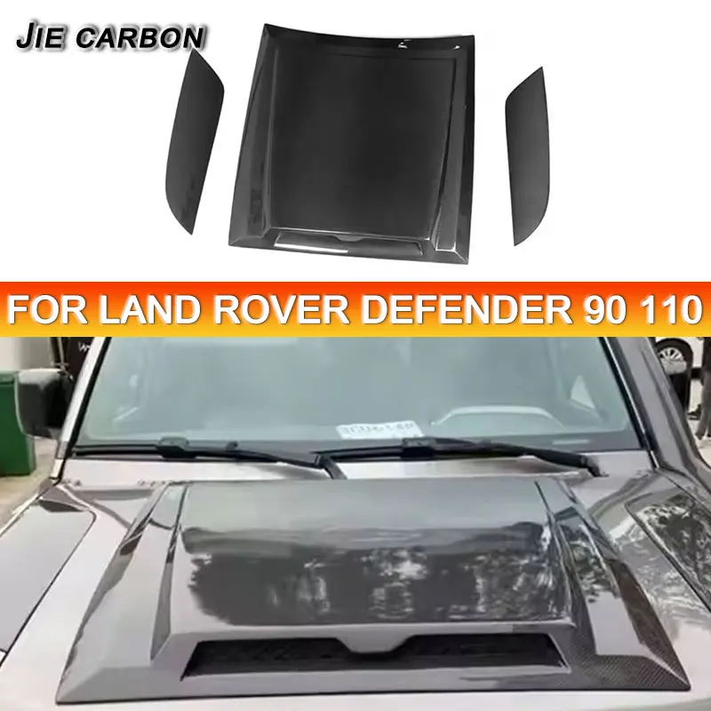 For Land Rover Defender 90 110 2020 2021 2022 Carbon Fiber Front Bumper Hood Hood Vent Hood Auto Accessories Upgrade Body Kit