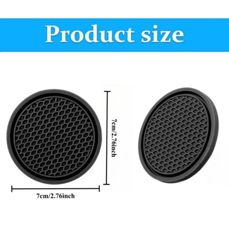 Black PVC Soft Anti-Slip Car Cup Mats - 4-Piece Set for Dashboard, Universal Multi-Car Compatibility & Easy to Clean