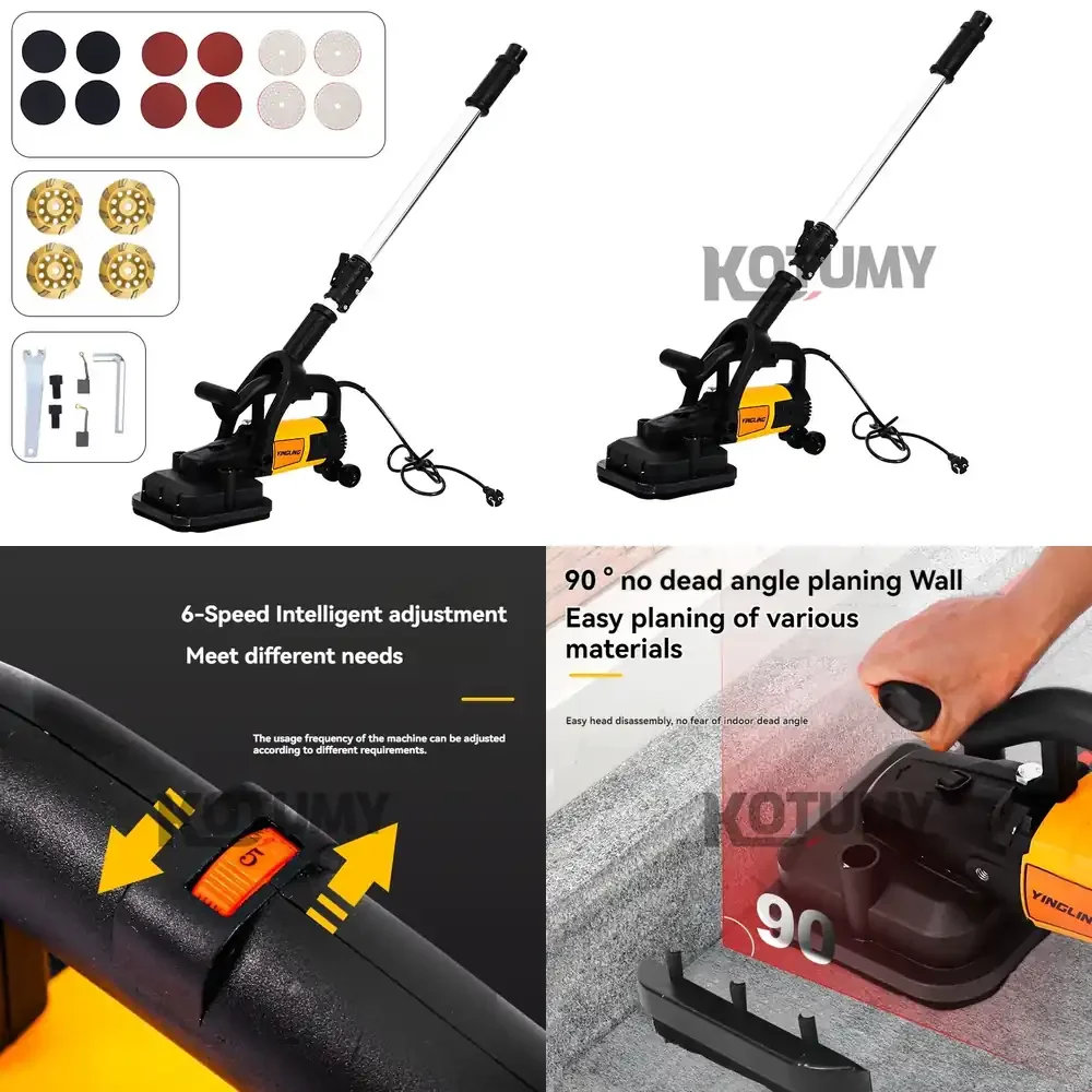 WAP01 3800W Handheld Rough Grinder Dust-Free Plasterer Long Rod Polishing Floor Grinder Concrete Grinding Machine